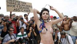Protest against a topless ban on the Ipanema beach, in Rio de