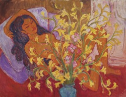 fleurdulys:  Jettli with a Vase of Orchids - Theo Meier 