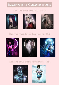 isaannart:  I’m finally opening commissions! Here are my prices