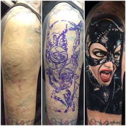 jeffreestar:  here is my new #catwomen tattoo done by @nikkohurtado!