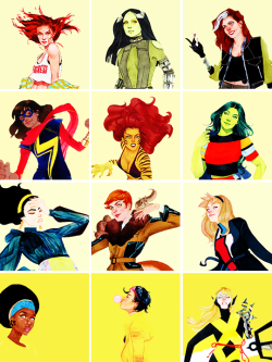 kevinwada: greenlantrens:   marvel ladies + comic book artists