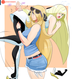 zeromomentaii:   Cynthia & Lusamine fun.  Cynthia’s gunna