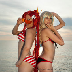 hotcosplaychicks:  Post Timeskip Beach Yoko and Nia by itsthekitsunekid