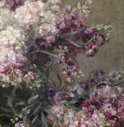  Marie Egner, Kupferschale mit weißen und rosa Blumen gefüllt