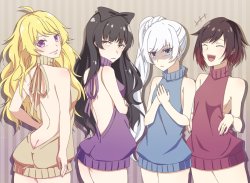 rwby、ルビー・ローズ、ワイス・シュニー、ブレイク・ベラドンナ、ヤン・シャオロン、ボー、ヘアボウ、maguro