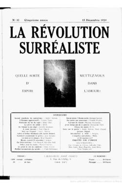 Cover of La Révolution Surréaliste No. 12, 1929 + Original