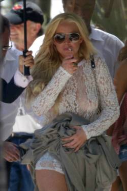 celebssucker:  Lindsay Lohan tits see through and nude pussy