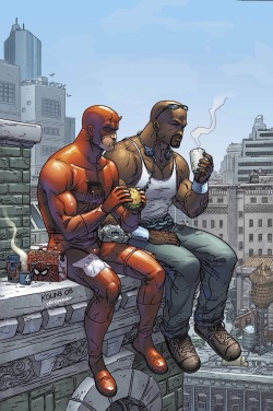 extraordinarycomics:  Luke Cage & Daredevil by Scott Kolins.