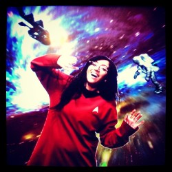 I&rsquo;m being attacked by a space shark! Save me Mr. Astronaut! #redshirtproblems (at EMP Museum)
