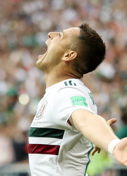 worldcupdaily:  Javier Hernandez of Mexico celebrates after scoring