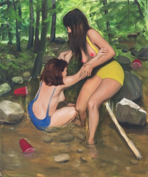 diabeticlesbian:Jenna Gribbon “Wrestlers” Series, Oil on