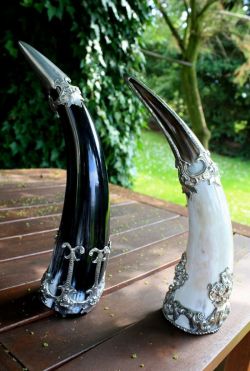 another-daughter-of-vikings:  Decorated drinking horns.