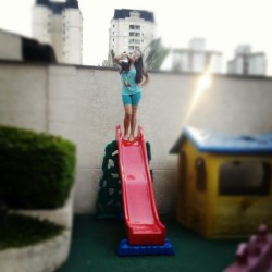 A little baby #me #playground #green #kiss #slide #red #home
