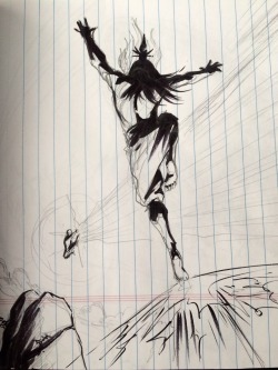 bryankonietzko:  An old sketch for my storyboards of Aang vs.