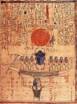 totenbuch:  Nun, the embodiment of the primordial waters, lifts the barque of the sun god Ra into the sky at the moment of creation.  Supreme Great Mother