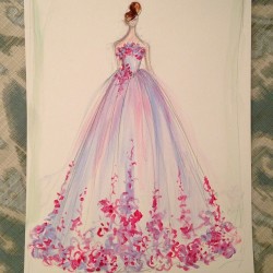 csiriano:  Sketch of the day: strapless organza gown with organza