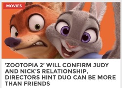 cloperella:  onyourleftbooob:  Listen. I am all for male/female friendships, but if Nick and Judy don’t get together and live in a white picket fenced home by the end of Zootopia 2 I am gonna sue straight people  I love when people use the the “do