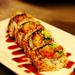 everybody-loves-to-eat:  a variety of shrimp tempura sushi rolls