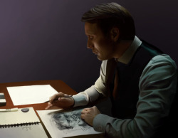 thetuxedos:  Painting of Hannibal Lecter drawing. Drawingception.