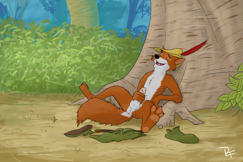 paintfox34:  Finally finished it! This one had been forgotten for quite some time at the back of my archives. “Robin slips deep into the forest by himself to lay back, get those clothes off and have some good personal fox time..”  Oo-de&hellip