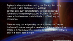 rocketcat15:  mass-effect-anonymous:   CONFESSION: Replayed Andromeda