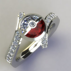 retrogamingblog:  Pokeball Engagement Ring created by Paul Michael