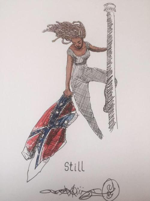 lejacquelope:  Bree Newsome takes down the Confederate flag in Charleston, South Carolina, with the help of James Tyson.AWESOME!!!