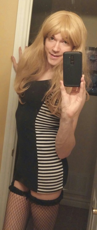victoriababycd:  Just having a little fun before bed. I just know I am going to end up sleeping in this outfit minus the dress and heels :)