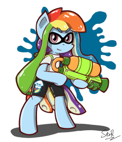 sheandog:  Inkling Rainbow DashThe Splatoon Global Test-Fire