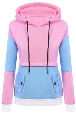 eeuagain: Women’s fashion sweatshirts  Color Block Casual Long