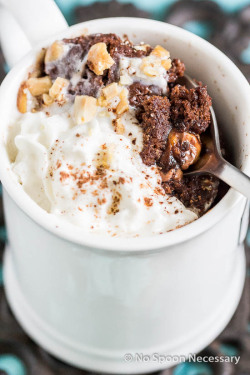 beautifulfood4u:    Snicker’s Lava Mug Cake    All we need