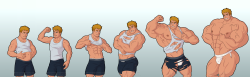 headingsouthart:  Commission: Muscle growth commission for kezzajam