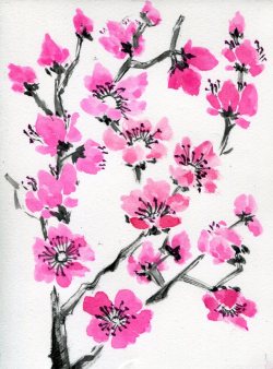 havekat:    Cherry SimpleWatercolor and Chinese Ink On Cotton