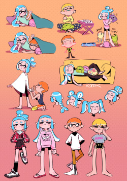 somik:    Doodled my splatoon OCs!  They are living together
