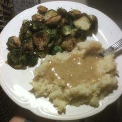 xvxnasty:  Roasted Brussels sprouts and mashed parsnips with
