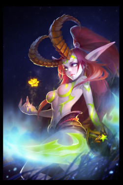 warcraft-art-gallery:  Blood Elf Demon Hunter  [Artist:  una