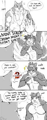 verticalzero:  Comic drawn by me and written by 5razor. Featuring Kyuuhari the wolf and Grehard the husky.  Bilingual because why not. 