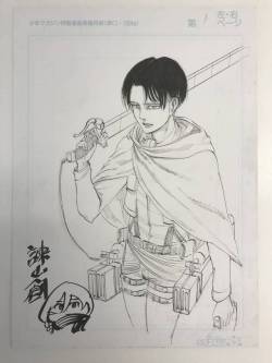 snknews: Original Isayama Hajime Sketch of Levi Being Auctioned