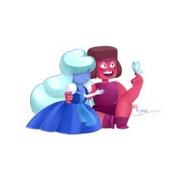 xluminaa: Ruby & Sapphire fanart, because I adore them so