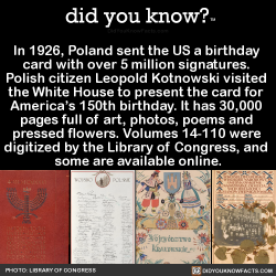 did-you-kno:  In 1926, Poland sent the US a birthday  card with