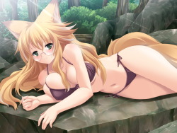 zombi-kittie:  Something about glasses on a fox girl….