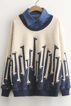 fashionworldtrip:  To be a mori girl ~ Giraffe Sweatshirt (38%