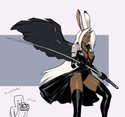 xizrax: sketch commission of Fran cosplaying as Sephiroth. 