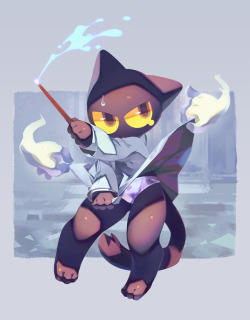 kemocamotli:  Damn you ghosts! Momo from Magic cat academy, struggling