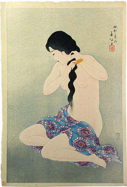 Combing Her Hair, by Natori Shunsen. From The Female Image: