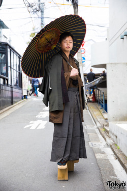 tokyo-fashion:  Hideya on the street in Harajuku wearing traditional