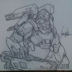 patrickolsen1:    I drew winston from overwatch in ink and sharpie:)