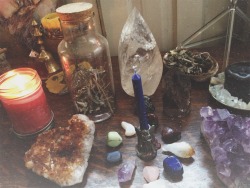 newmoongoddess:  Today’s Altar setup~ Truth Be Told, Love &