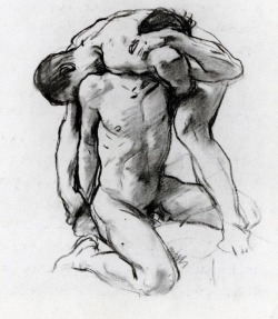 artist-sargent:  Male Nudes Wrestling, John Singer SargentSize: