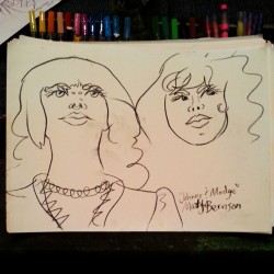 Drawings of Johnny Blazes and Madge of Honor from Dr. Sketchy’s